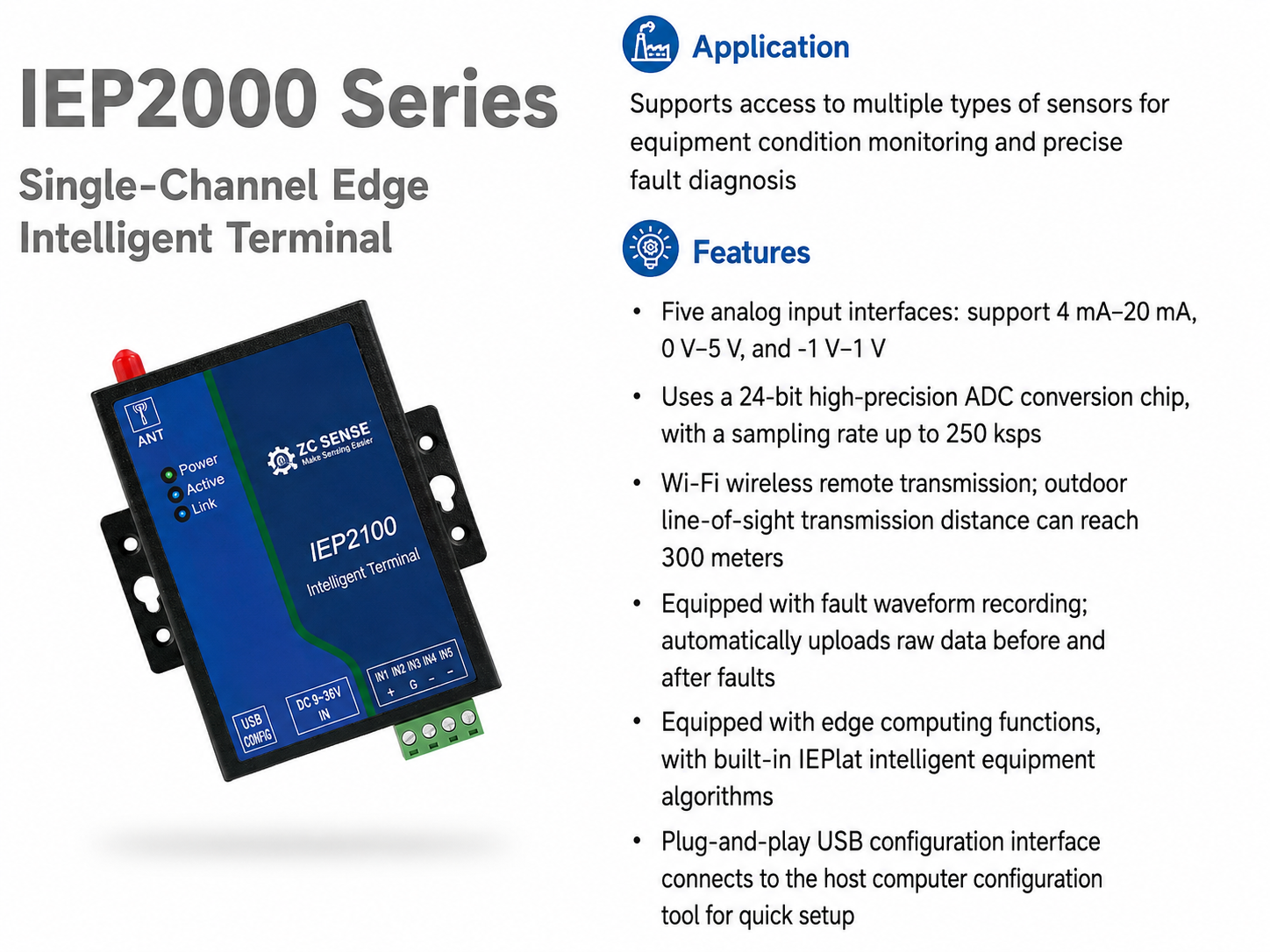 IEP2000 single-channel edge intelligent terminal for data acquisition